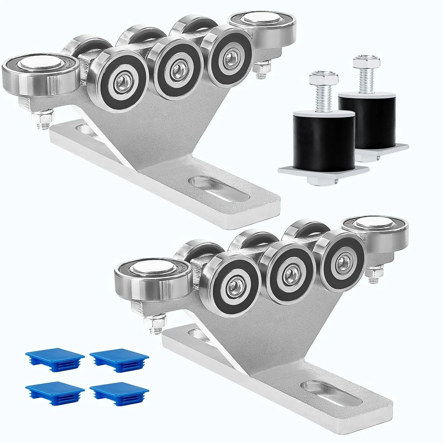 6+2 Wheel Hoist Trolley with Roller Limit, Unistrut Trolley Kit for Electric Hoist, Anti-Lock & Anti-Fall, Use with All 1-5/8" Wide or Taller Strut Channel, for Garage/Workshop Silent Systems