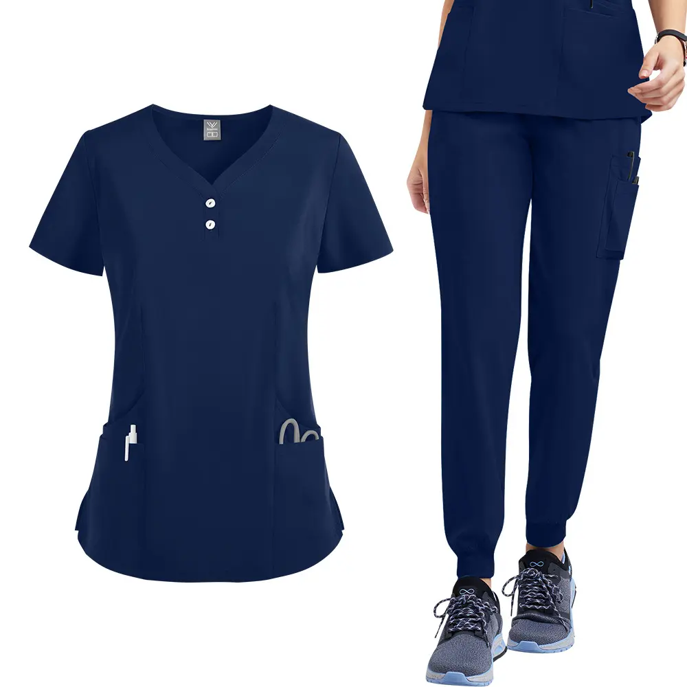 Unisex Quick Dry Solid Color Matte Fabric Scrubs Set, Medical Nurse Surgical Uniform, Professional Beauty Salon Work wear for Men Women, Comfortable Unisex Medical Beauty Salon Work Uniform