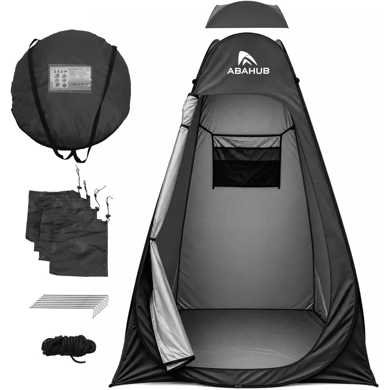 Abahub Spacious Pop-Up Oversized Shower Tent - Instant Setup Portable Privacy Tent for Camping, Hiking, Outdoor Use with Removable Mat & Rain Shelter