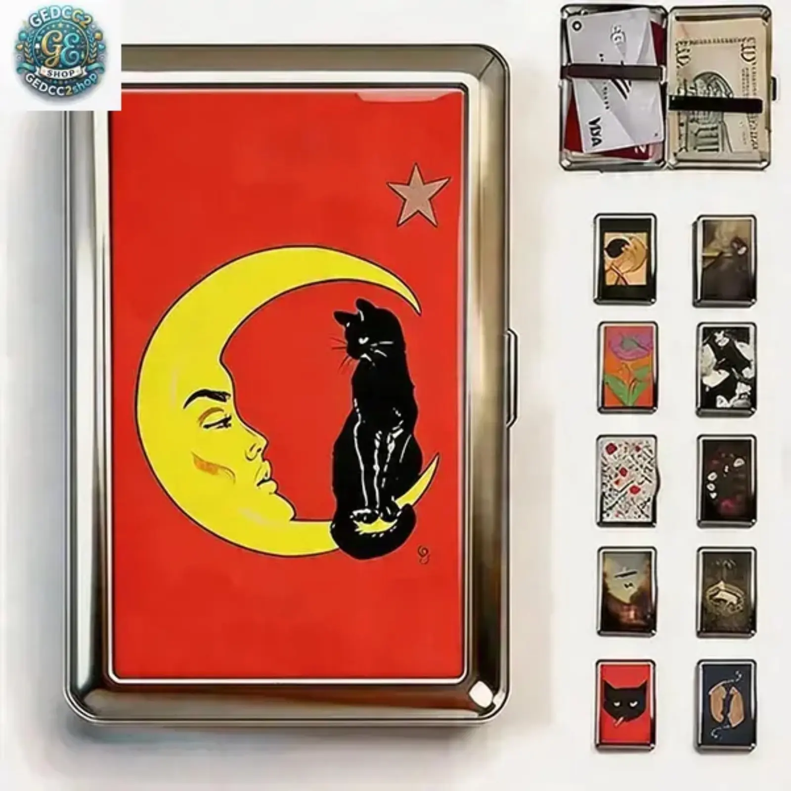 Vintage Retro Tin Card Holder Wallet - Metal Credit Card Storage Case with Snap Closure, Compact ID Organizer for Camping & Hiking Enthusiasts, Portable Outdoor Gift Accessory