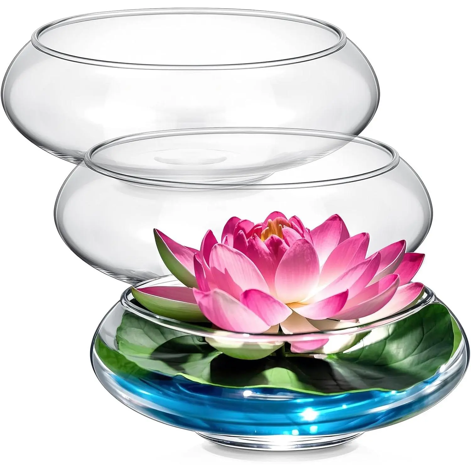 3 Pcs Hydroponic Planter Lotus Flower Pot Planter Lotus Bowl Clear Glass Fish Bowl Vase for Planting Indoor Home Decor Water Lily Narcissus Planting Water Lily (7.09in)
