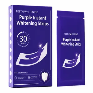 Nectarbellis Purple Mild Tooth Whitening Strips Kit - 28 Strips for 14 Days, Enamel-Safe, Sensitivity-Free, Removes Yellow Stains & Bad Breath, Color-Correcting for Brighter Smile, Daily Mint Scent Oral Care