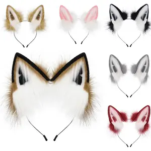 Handmade Faux Fur Fox Wolf Ears Headband Cosplay Party Costume Props