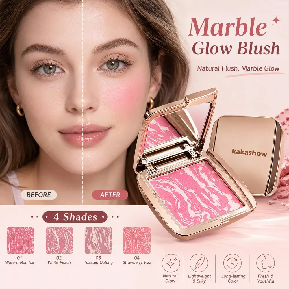 Kakashow Fantasy Blush 4.5g, Brighten Complexion, Natural Long-Lasting, No Flyaway Powder, Perfect for Daily Use, Romantic Atmosphere