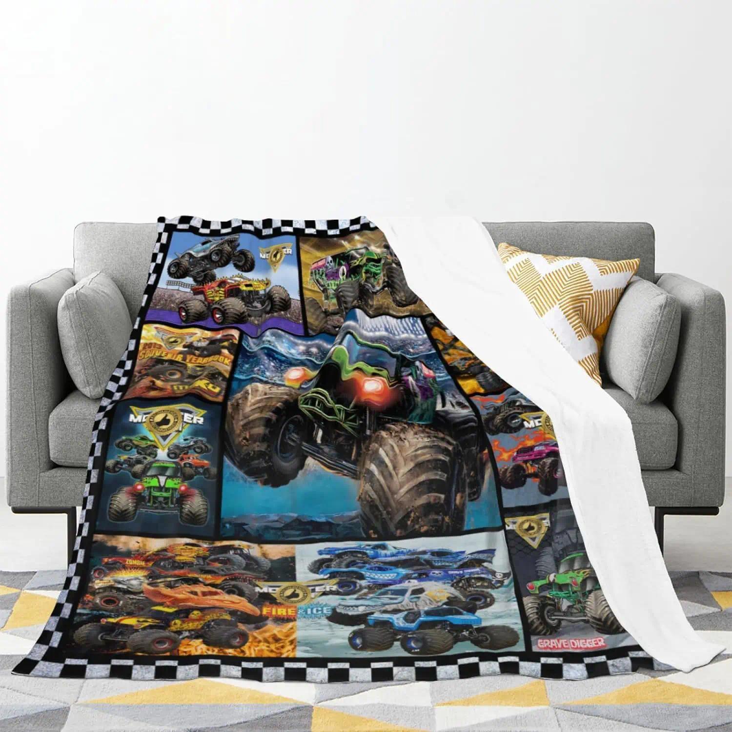 Monster Truck Blanket Ultra Soft Flannel Novel And Fashionable Bed Blanket Sofa Bed Bedroom Decoration, Air Conditioning