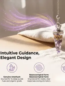 Spiral Divination Crown Pendulum Made of Natural Amethyst Crystal, Crafted for Yoga Practitioners and Artisans; an Exquisite Gift Ideal for Home Decor Collectors and Gift Buyers Seeking Physical and Mental Balance, as well as a Home Ornament