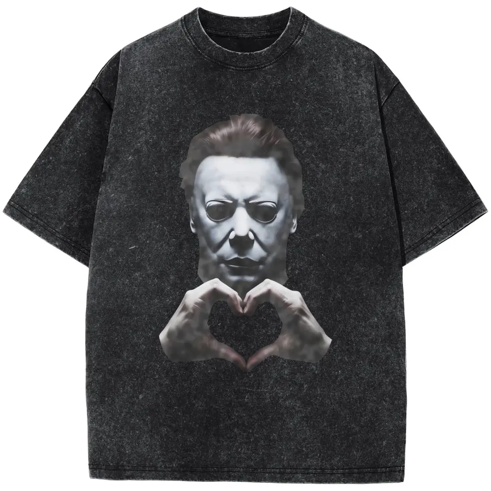 Unisex Michael Myers Print Short-Sleeve T-Shirt - Horror Movie Streetwear Top, Retro Graphic, Halloween Gift, Casual Slashers Tee, Spooky Season Style, Plus Size 4XL-5XL, Shortsleeve, Fabric, Fit