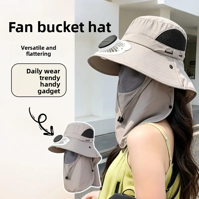 New sun hat men's and women's summer UV protection neck protection sun protection solar fan hat outdoor climbing bucket hat