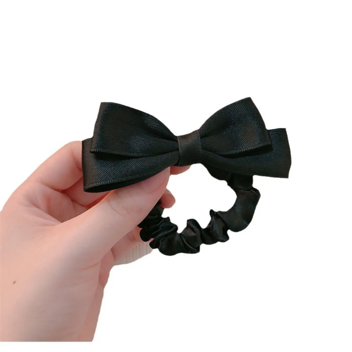 Women's Large Satin Bow Scrunchies - PVC, Unisex No-Hassle Hair Styling Accessories, Elegant French Double-Layer Ribbon Hair Ties, Multifunctional Ponytail/Bun Holders Pack