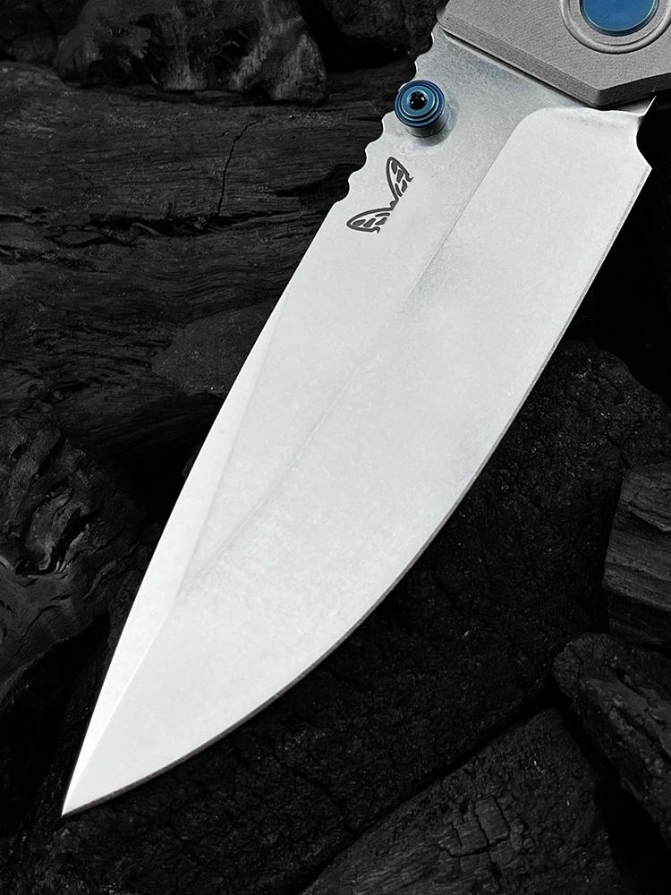 BM Narrows 748 Pocket Knife M390 Super Premium Stainless Steel Blade Knife 6Al-4V Titanium GRAY Handle folding knife Outdoor Hunting Survival Knife Hiking Knife self defense tactical knife Camping Fishing Tools Knife EDC Knife