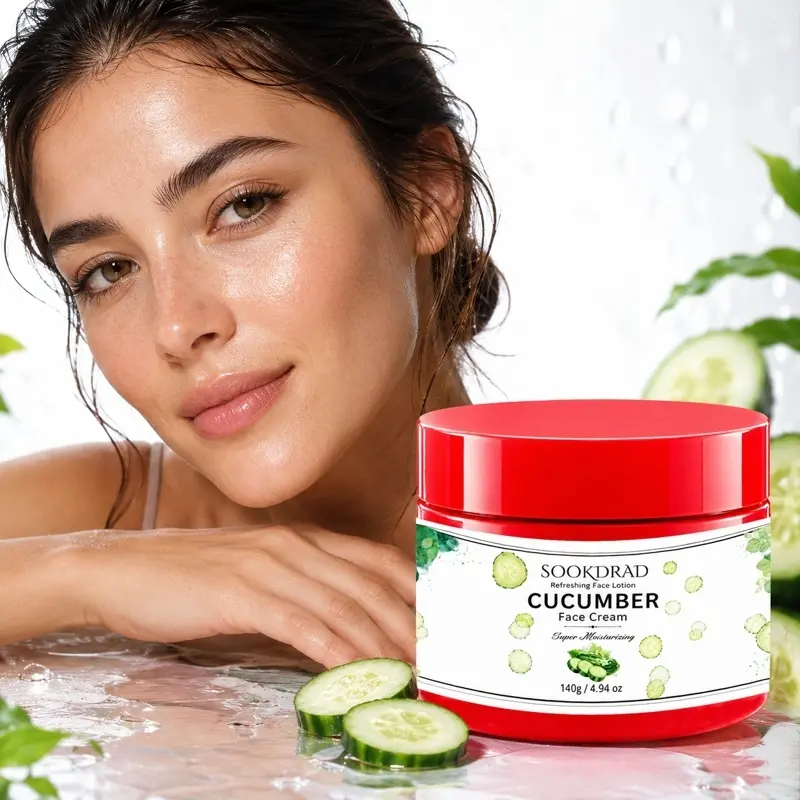Cucumber Face Cream, Refreshing Facial Lotion, Super Moisturizing, For Face, Suitable For All Skin Types, 140g