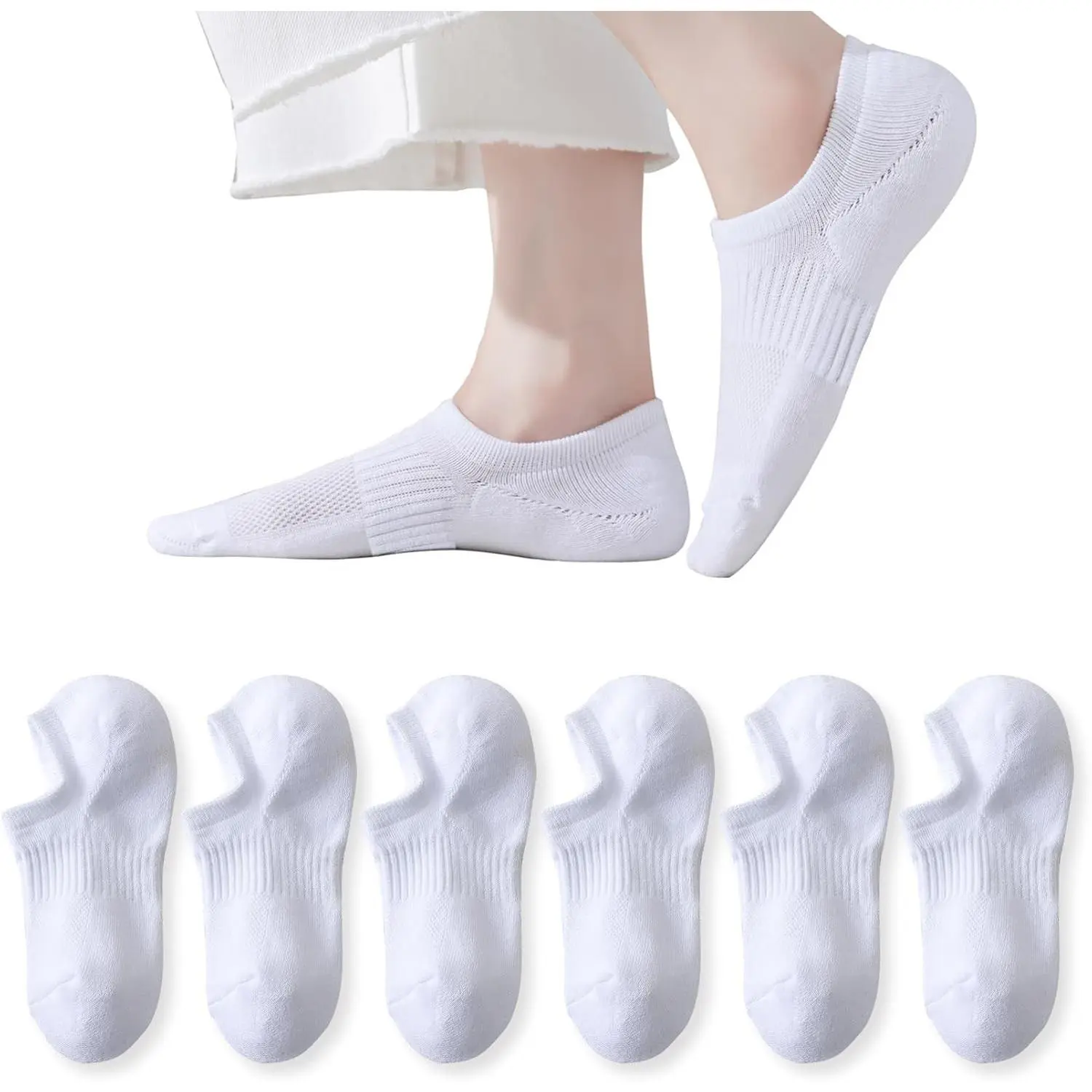 Women's Thick No Show Socks, Multi-Size Cushioned Athletic Ankle Socks, Non-Slip Low Cut Footies for Running, 3/6 Pairs Gift, Socks For Women