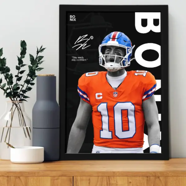 Bo Nix Denver Broncos NFL Rookie Quarterback Poster, Football QB Wall Art Print, Digital Decor Gift for Home Toilet (Demon Slayer Cover),canvas