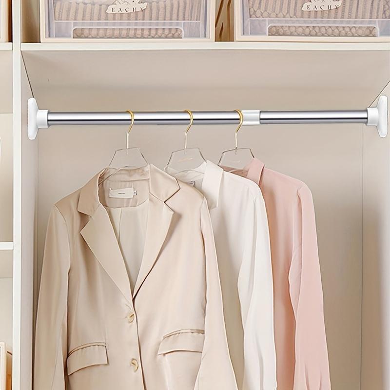 Telescopic Metal Closet Rod, 1 Count Plastic Clothes Drying Rack, Durable Punch-free Curtains Rack, Multi-purpose Hanging Rack for Living Room, Laundry, Balcony, Durable Sturdy Rack