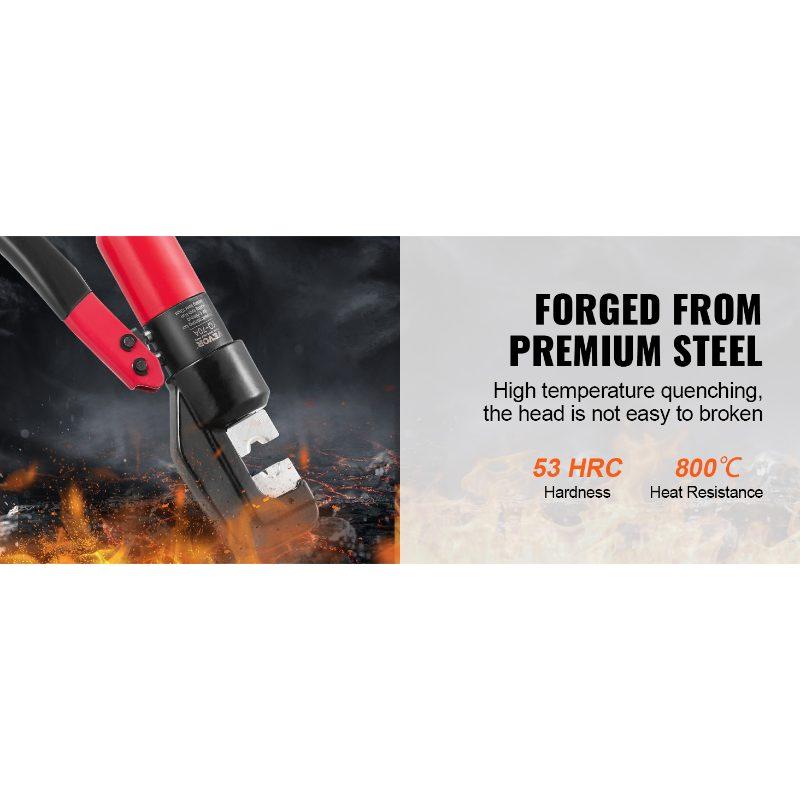 VEVOR Hydraulic Crimping Tool with 9 Sets of Dies AWG12-2/0 Copper And Aluminum Terminal Battery Lug Crimper, with a Cutting Pliers, Gloves, 5pcs Copper Ring Connectors, 8pcs Heat Shrink Sleeves