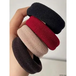 Solid Color Thickened Elastic Fabric Hair Tie High Stretch Recovery Soft Seamless Surface Thick Hair Compatible For Women Girls Daily Casual Ponytail Minimalist All-Match Gentle No Pull Long Wear Hair Binding Accessory