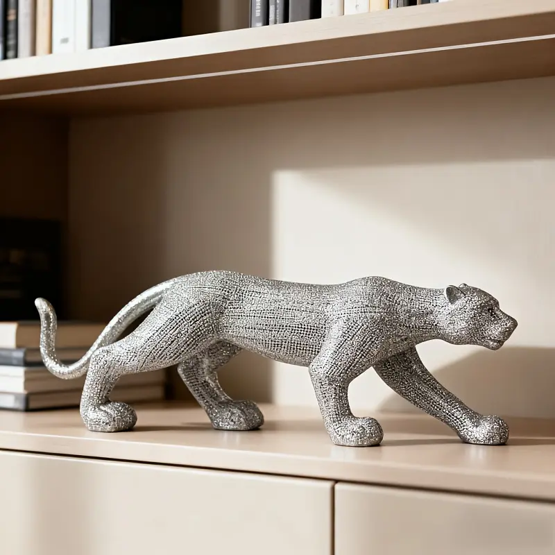 1pc modern cheetah statue, Decorative Statues, three light luxury home decorations, entrance TV cabinet, wine cabinet, handicrafts, high-end animal shapes, housewarming and opening gifts