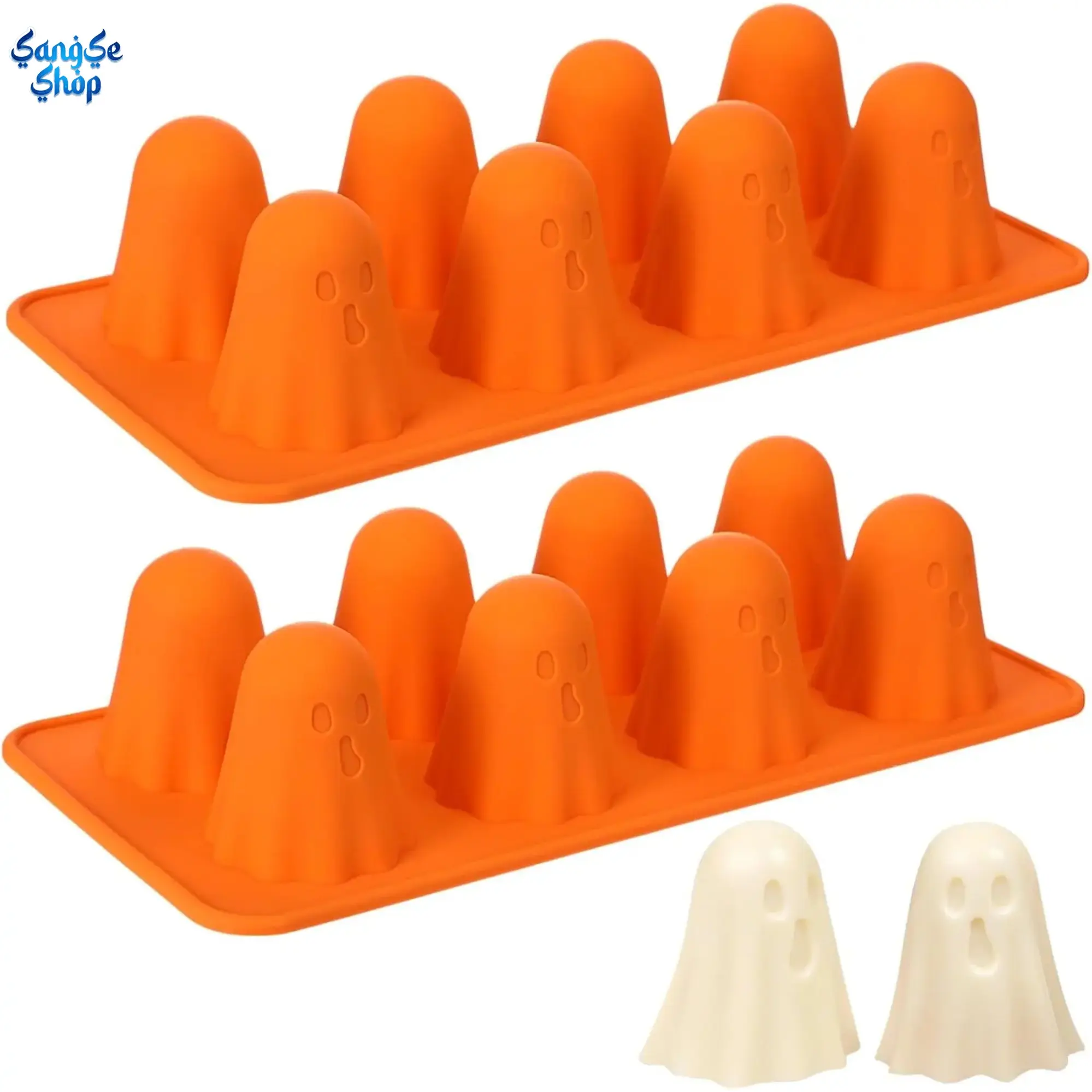 2PCS 3D Ghost Silicone Baking Molds, Non-Stick Halloween Cake Mold, Cute Ghost Shape Silicone Bakeware for Cakes, Chocolate, Desserts, Pudding, Birthday Party Treats, Holiday Baking Supplies & Kitchen Accessories