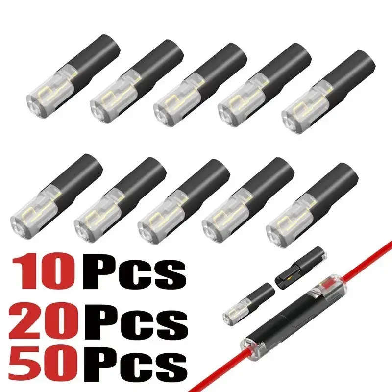 10-50pcs 1-Way Quick Connection Cable Connector, No Soldering, Single Wire, Locking Plug-In Type, Easy and Quick Wiring
