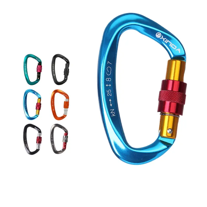 D-Shape Heavy-Duty Climbing Carabiner with Safety Lock Gate, Corrosion-Resistant Quick Draw Clip for Rock Climbing & Mountaineering, Corrosion-Resist., Safety Gear, D Shape Lock, Heavy Duty Gate, Secure Locking