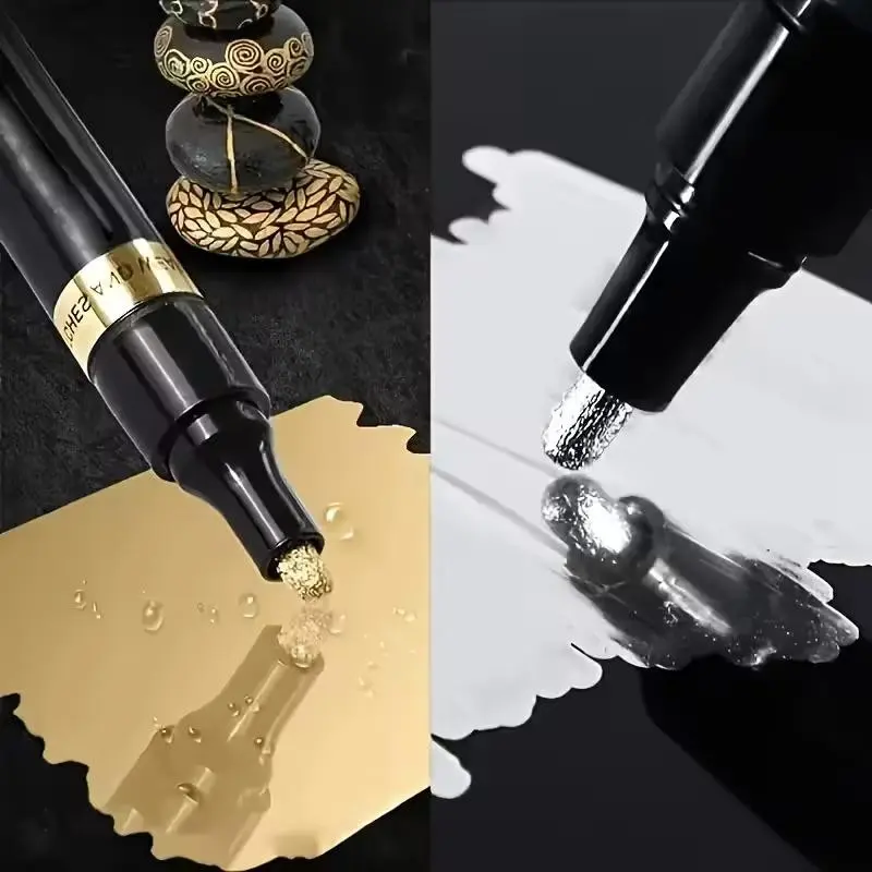 2-Pack Mirror Marker Pens, DIY Reflective & Silver Color Spray Paint, Ideal for Signatures, Car Art, Ceramics, Glassware, Perfect Gift