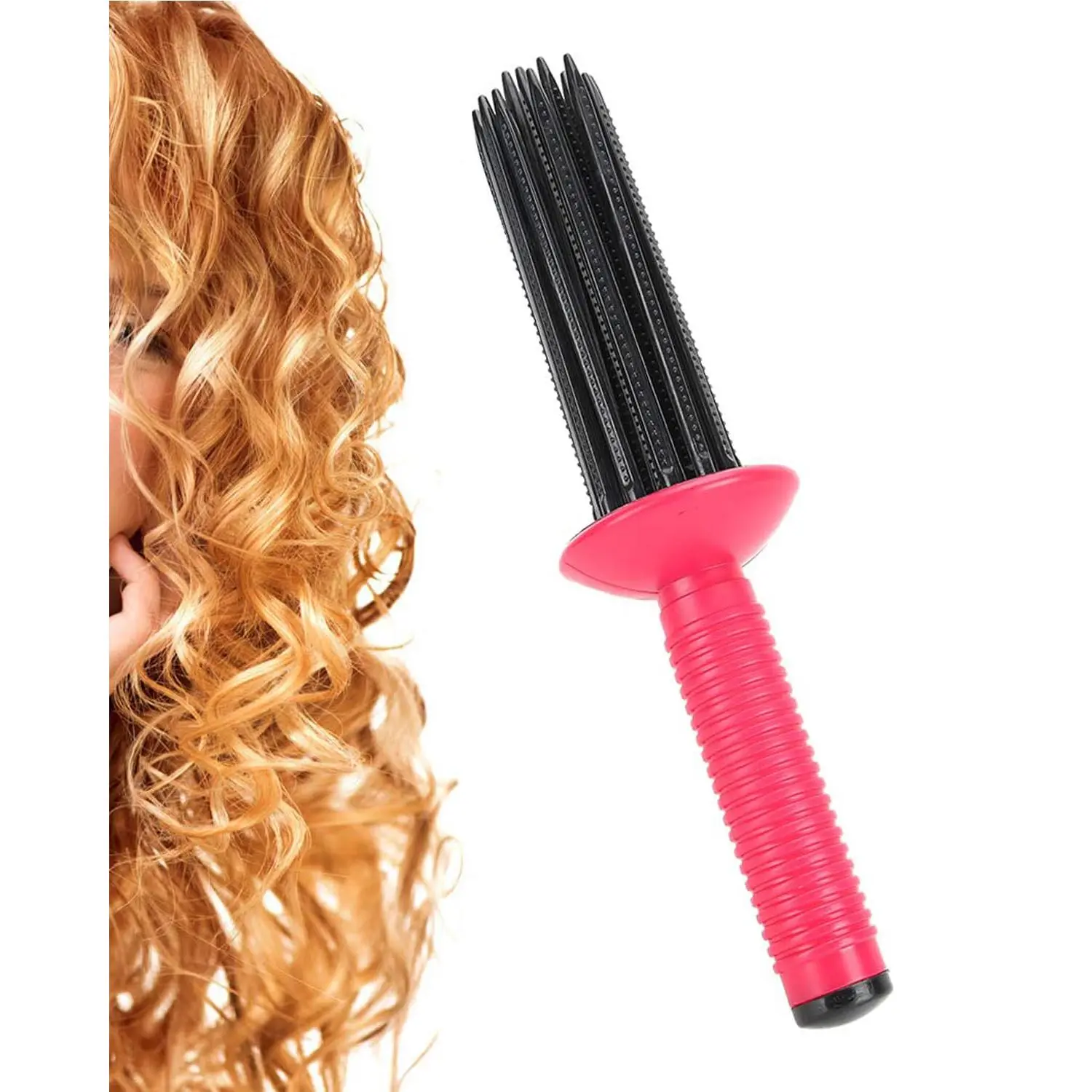 Hair Fluffy Styling Curler Curls Comb,Hair Curler Curling Make Up Brh Roller Tool Portable Comb Anti‑Slip Professional Round Hair Brh for Home Personal Travel