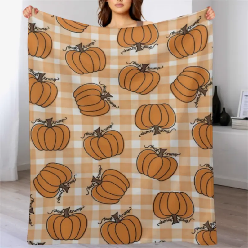 Halloween Pumpkin Felt Blanket - Suitable for Children and Adults. Soft and warm, comfortable to use. Cushion blanket. Lightweight sofa bed. Suitable for living room, bedroom sofa. Autumn home decoration. Student dormitory blankets
