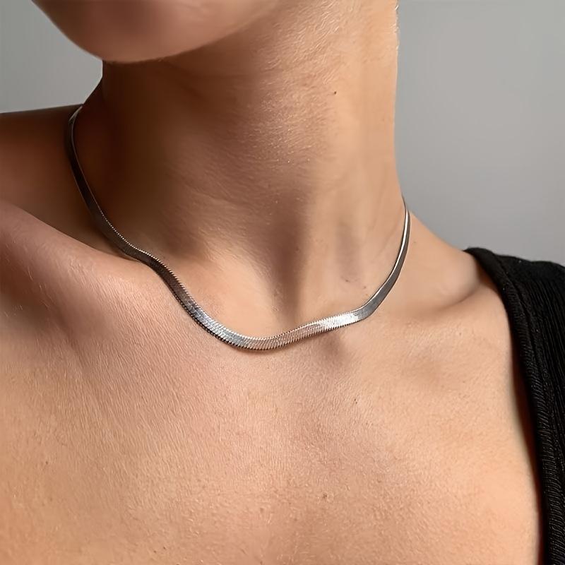 1pc Herringbone Necklace, Gift Jewelry