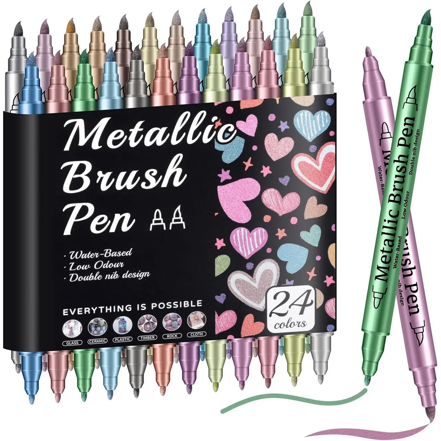 24 Metallic Markers,  Tip   Pens