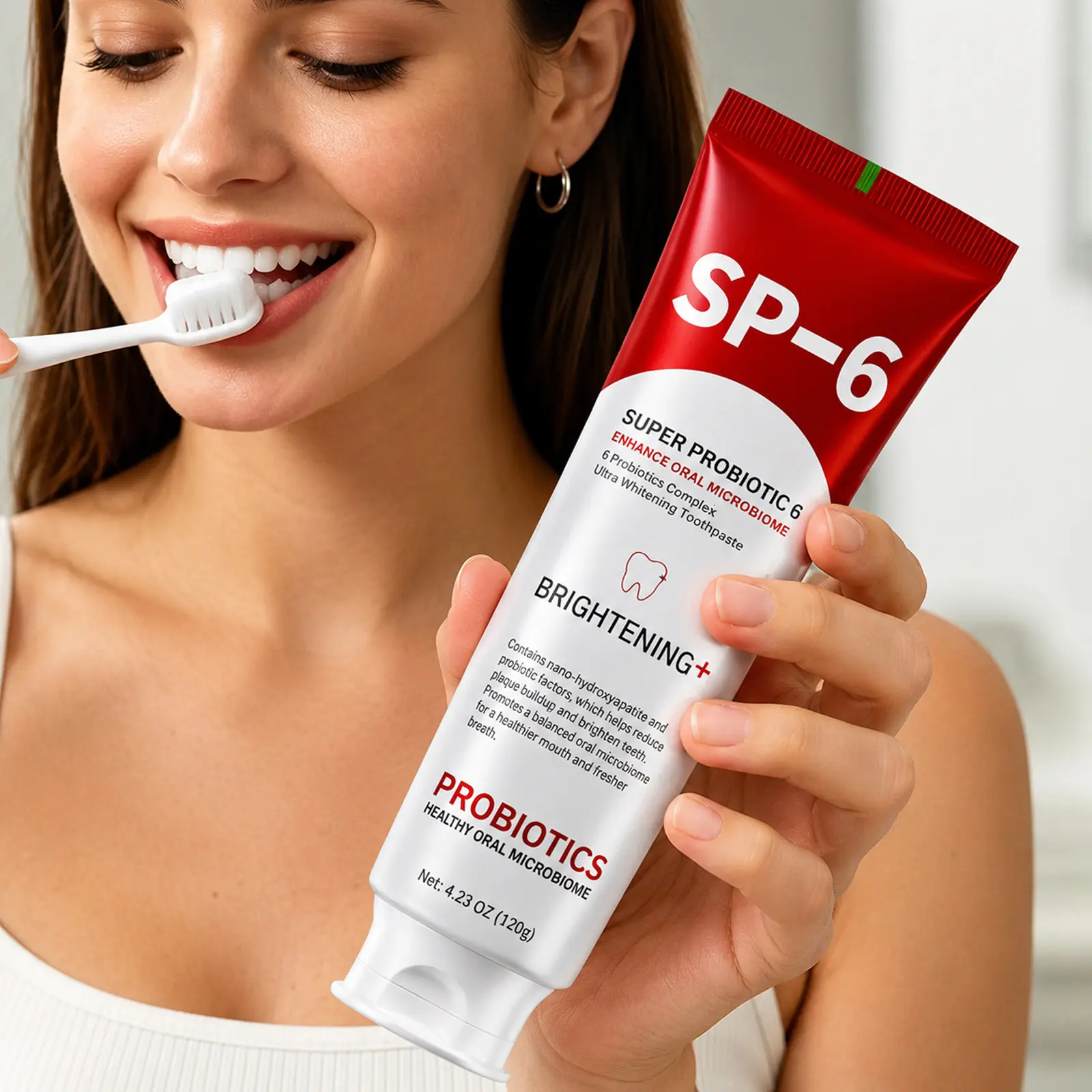 SP6 Probiotic Toothpaste, Oral Hygiene Products, Daily Oral Care, Fresh Breath, Brightens Teeth, Stain Removal Toothpaste, Portable Travel Size Toiletries, Deep Cleansing, Fights Bad Breath, Reduces Tartar Build Up by Brushing