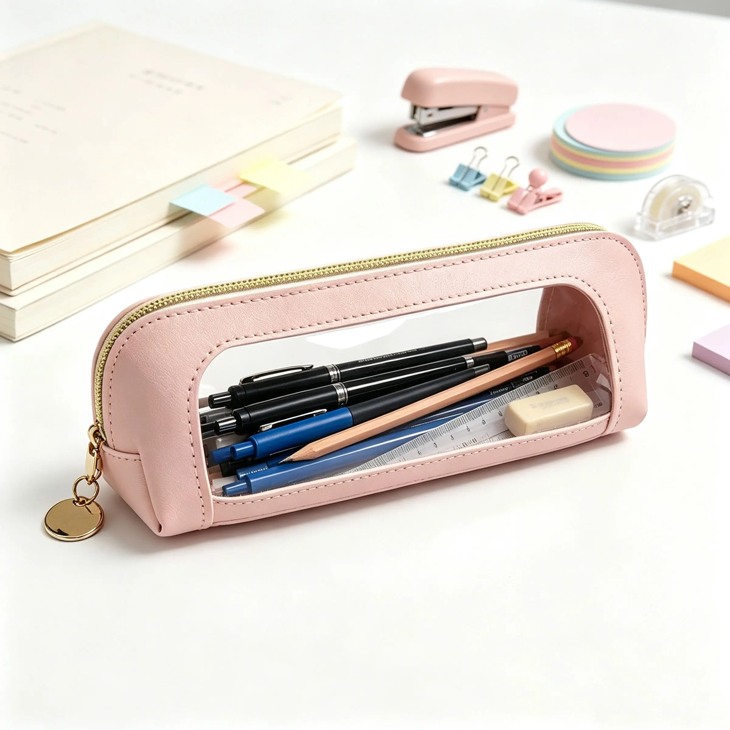 Large Capacity Transparent Pen Bag, Stationery Organizer, Makeup Pouch, Ideal for School Supplies & Personal Items Storage