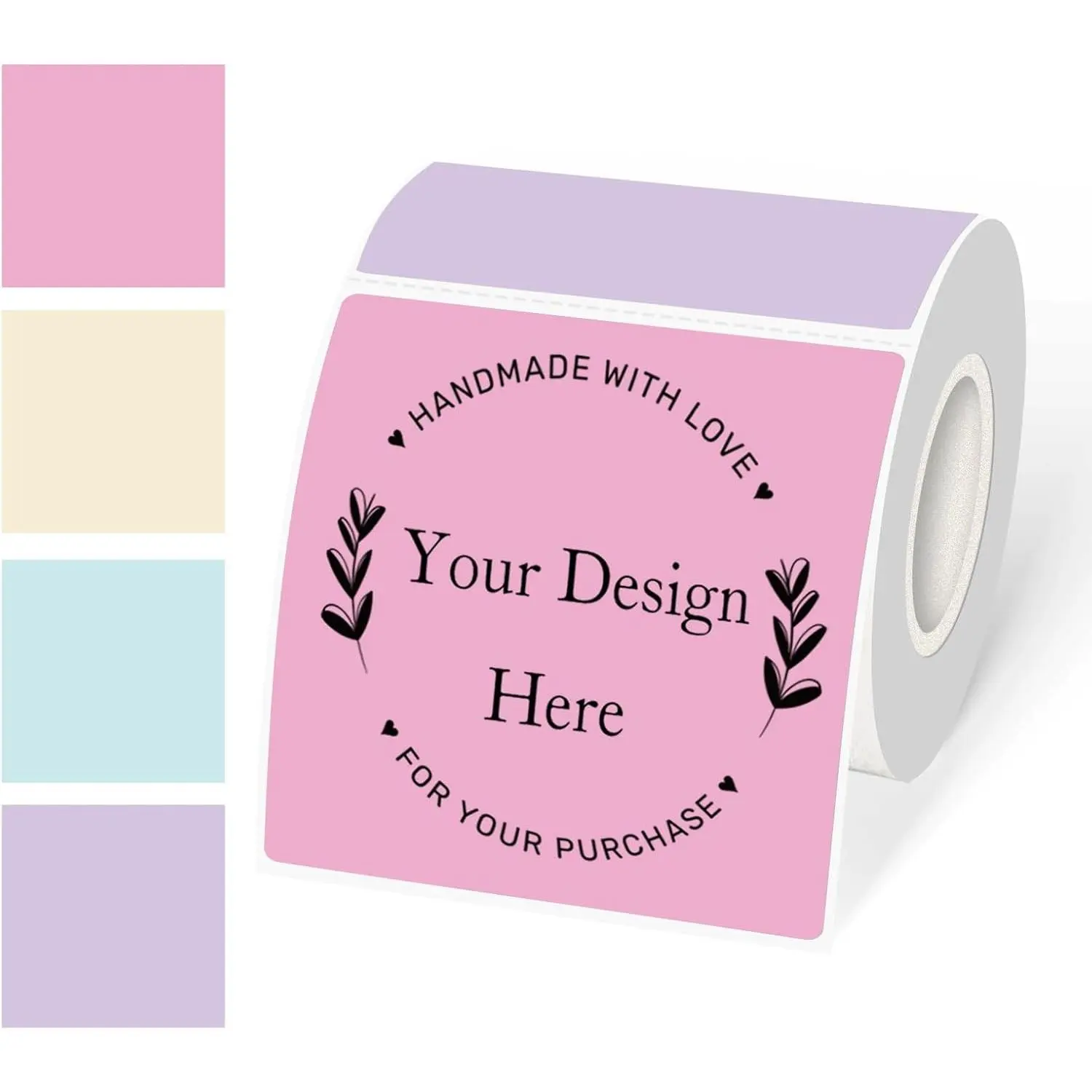 3"x3" Square Thermal Labels Stickers, Self-Adhesive Waterproof Direct Thermal Labels, Perforation Line Design, 300 Sheets, Spring Colors