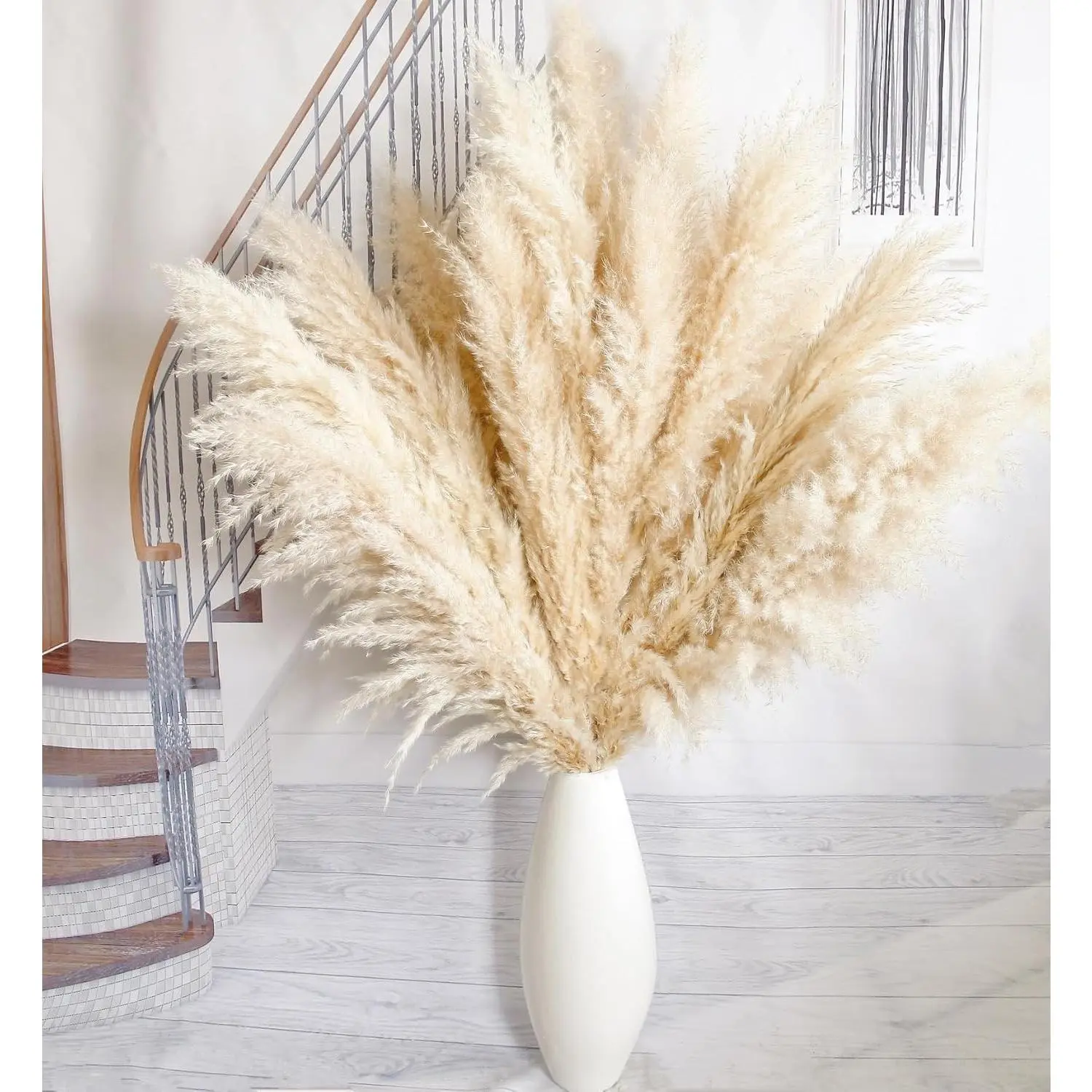 10pcs 40'' Tall Pampas Grass Decor for Floor Vases Living Room Floor Plants and Grass Wall Decor
