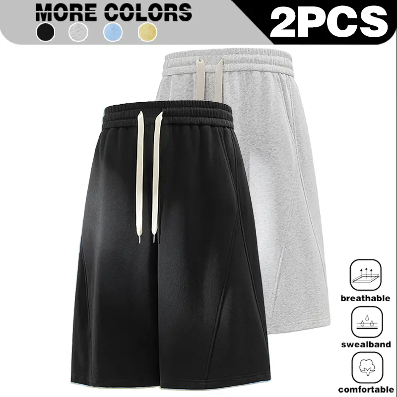 Macaron colored seven quarter shorts for men and women 2025 new summer over the knee mid length pants, loose sports five or six quarter length pants