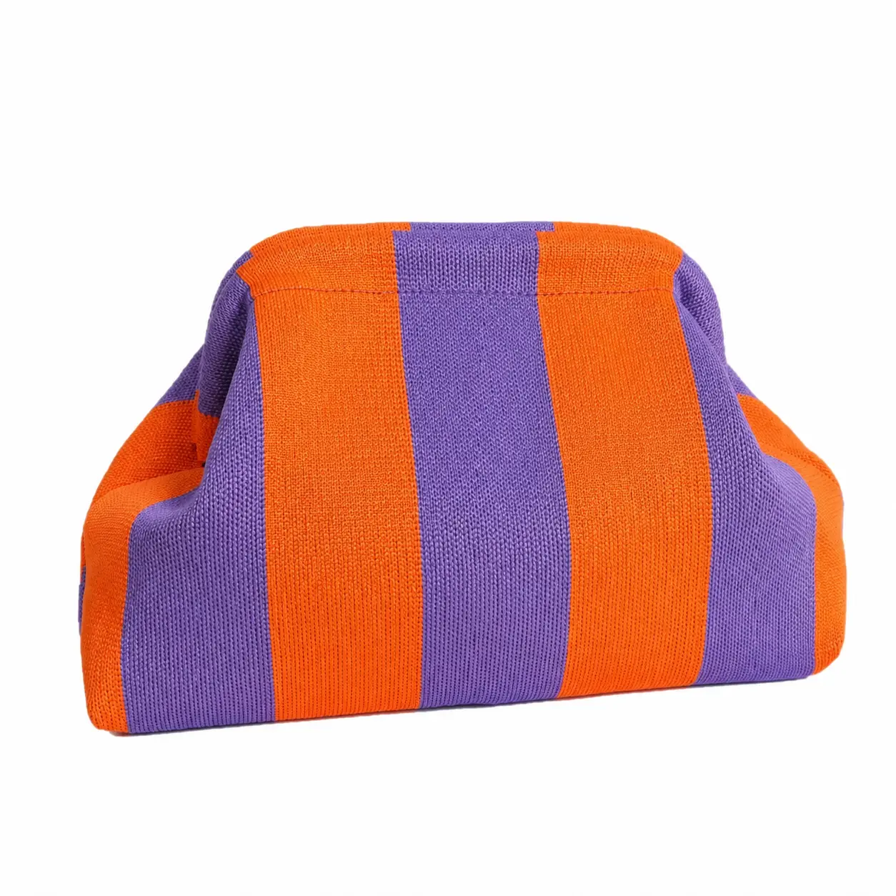 Women's Handcrafted Crochet Shoulder Bag - Lightweight Slouchy Dumpling-Style Cloud Pouch with Vibrant Color-Block Stripes, Ideal for Beach Outings, Casual Travel