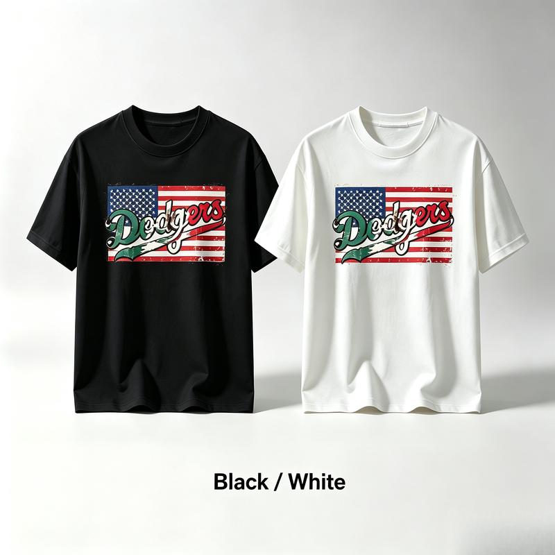 OK Tees-Raw Tee Supply Men's Short-Sleeve Cotton Sports T-Shirt, Vintage Distressed American Flag Graphic, Retro Casual Streetwear Gift For Men