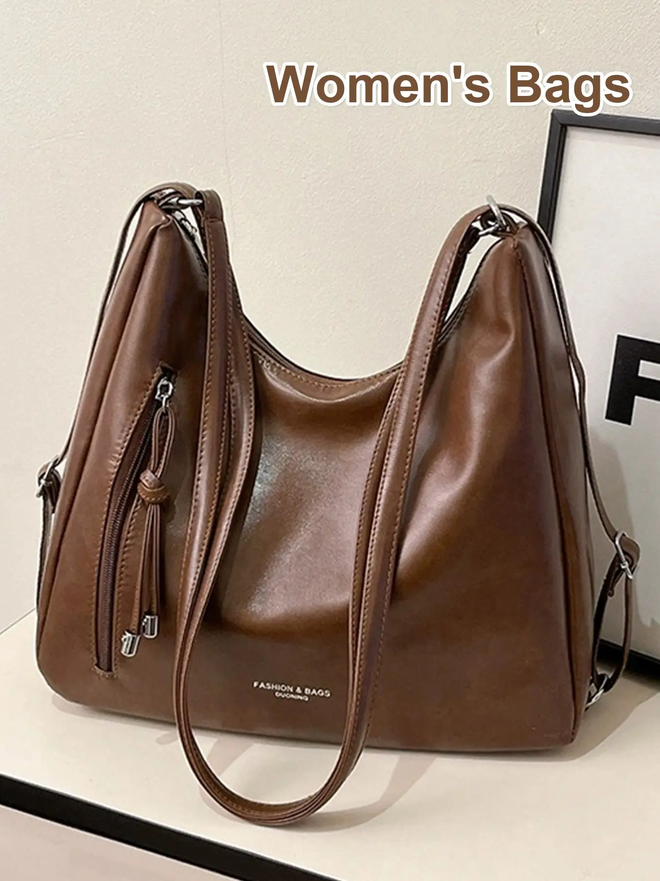 Tote Bag New Korean Style Retro Casual Shoulder Bag, Simple Fashion Backpack, Stylish and Practical, PU Leather Bag