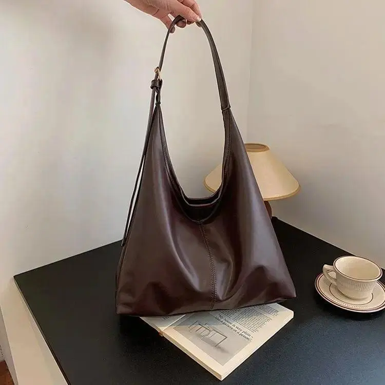 Viral Soft Hobo Bag, Minimalist Leather-Look Shoulder Purse That Makes Work Outfits Look Effortlessly Polished  Slouchy Hobo Shoulder Bag for Women, Large Capacity Leather-Look Tote Purse for Work, Travel, School & Everyday Use tiktokshopbacktoschool