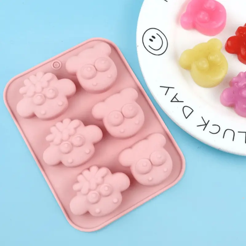 1pc,6- Cavity Animal- Shaped Silicone Chocolate Mold, 3D Cartoon Goat Cake Decoration Baking Mold, Suitable for Making Chocolates, Candies, and Baked Cakes, Suitable for Eid Al- Fitr, Easter, and Thanksgiving, Silicone Baking Molds