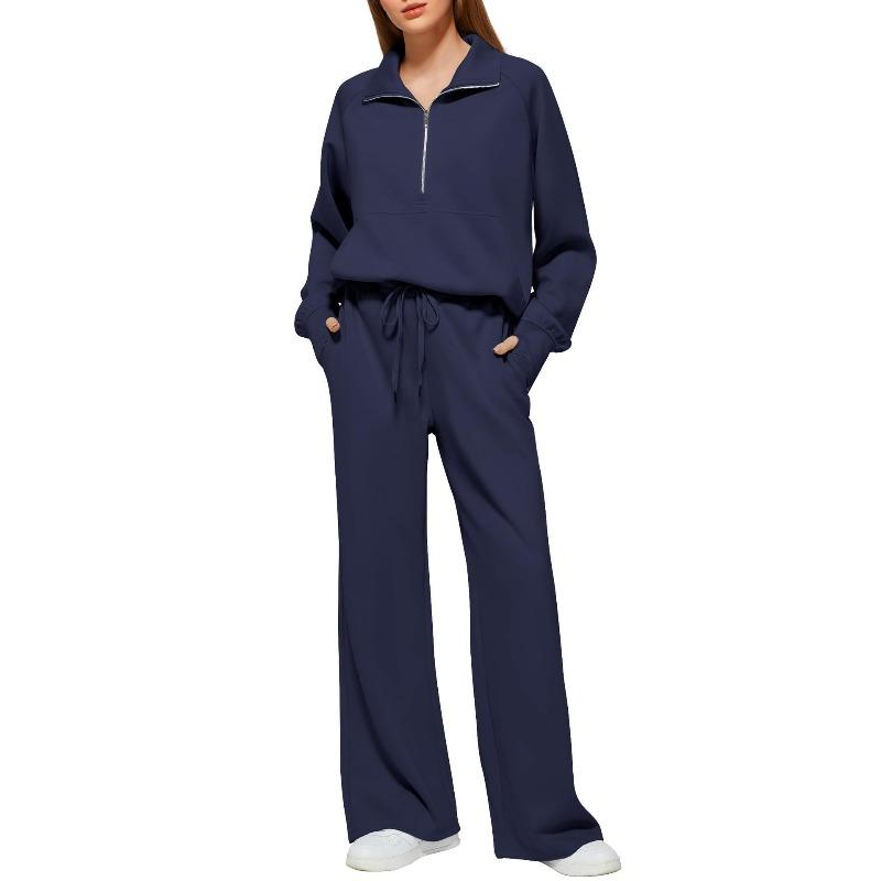 Plus Size Women's Sweatsuit Set Long Sleeve Long Pants Loose Fit Casual Zip Up Hoodie Track Suit 2-Piece baggy gym