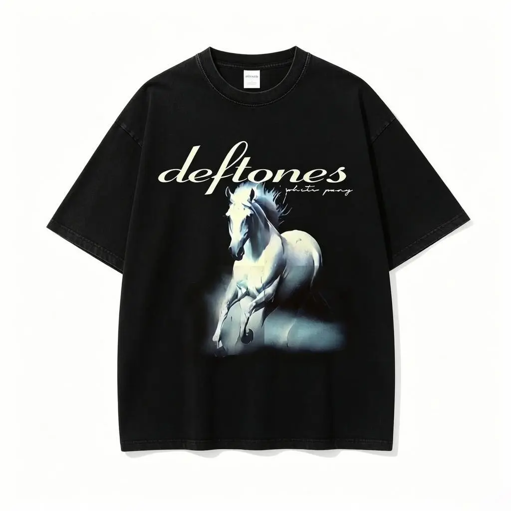 Unisex Retro Limited Vintage Deftones Tour T-Shirt, Rock Band WHITE PONY Oversized Tee, 90s Grunge Gothic Punk Y2K Rock Merch