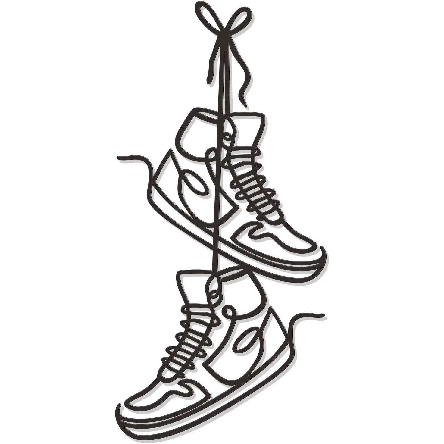 Large Sneaker Metal Wall Decor for Teen Boys Room, Creative Sports Room Decor for Sneaker Lovers, Modern Bedroom Wall Art for Boys, Unique Graduation Gifts for Teenage Boys (Black)
