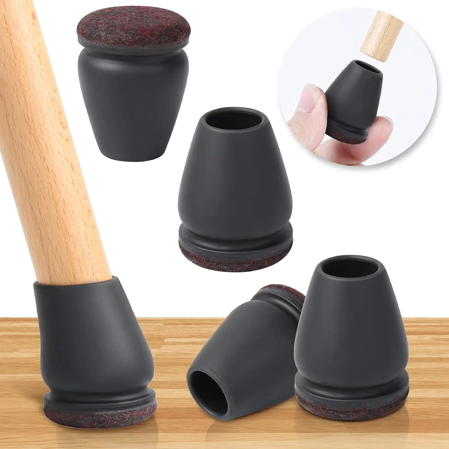 16 count Extra Small Chair  Floor Protectors, Chair  Protector for Hardwood Floors, Metal Bar Stool Floor Protectors Chair  Caps, Round Felt Furniture Pads Chair Sliders(Black,Fit 0.55"-0.75")