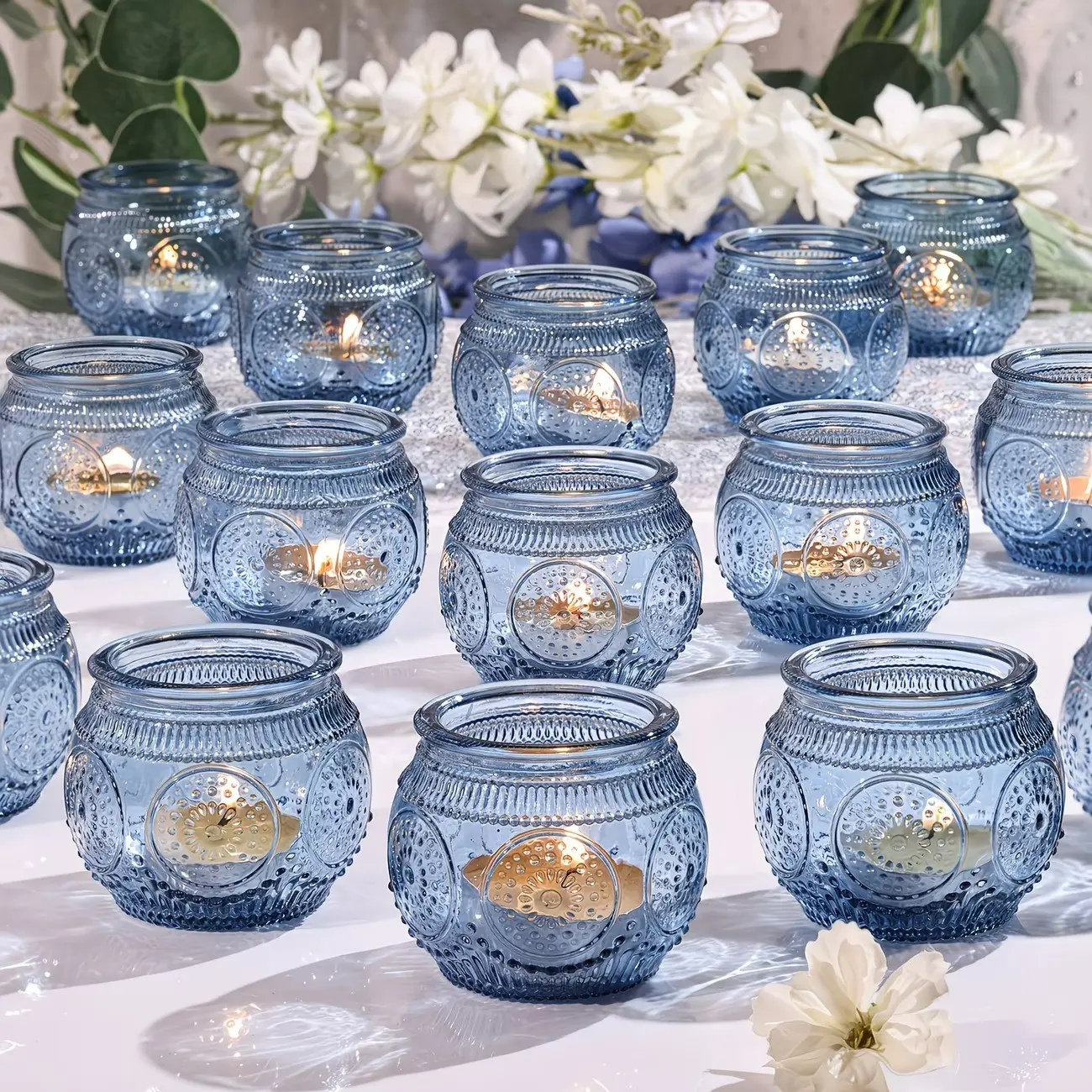 4-Piece Sunflower Ball Glass Candle Holder Set, Wedding Home Decor, Table Centerpiece, Romantic Candle Holder, Festival Party, Best Gift
