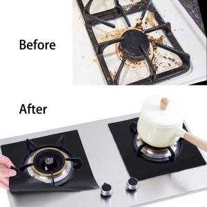 4PCS Kitchen Stove Mat Home Essentials Stove Range Protector Cover Gas Stove Protectors Stove Cover Stove Burner Liner Covers Kitchen Supply Stovetop Burner Cover Glass Fiber Black