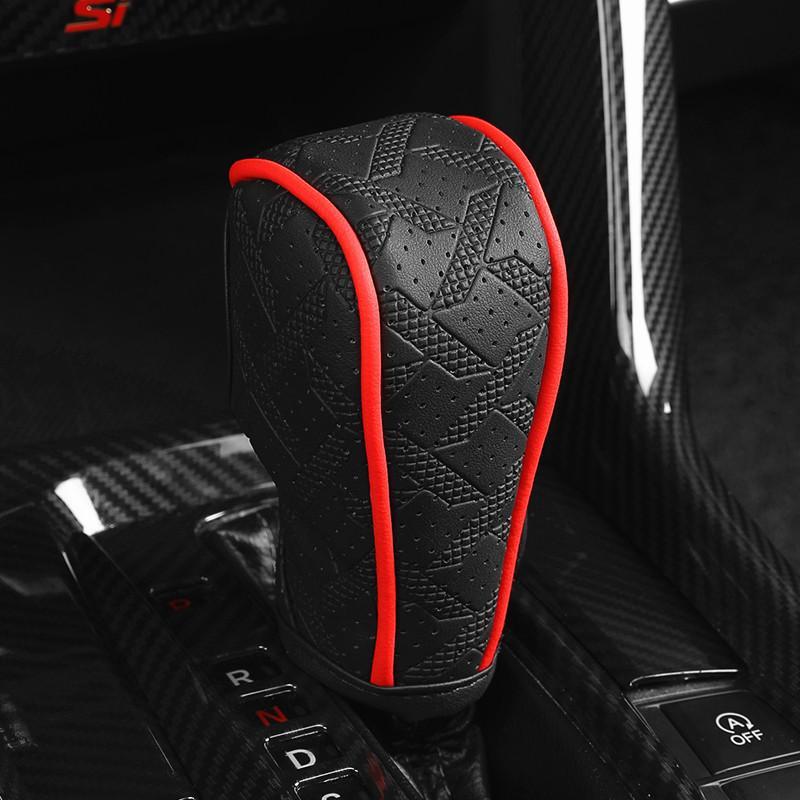 Car Gear Shift Knob Cover, Automatic Shift Knob, PU Leather Hand Brake Anti-slip Protective Case, Auto Interior Accessories Decorations