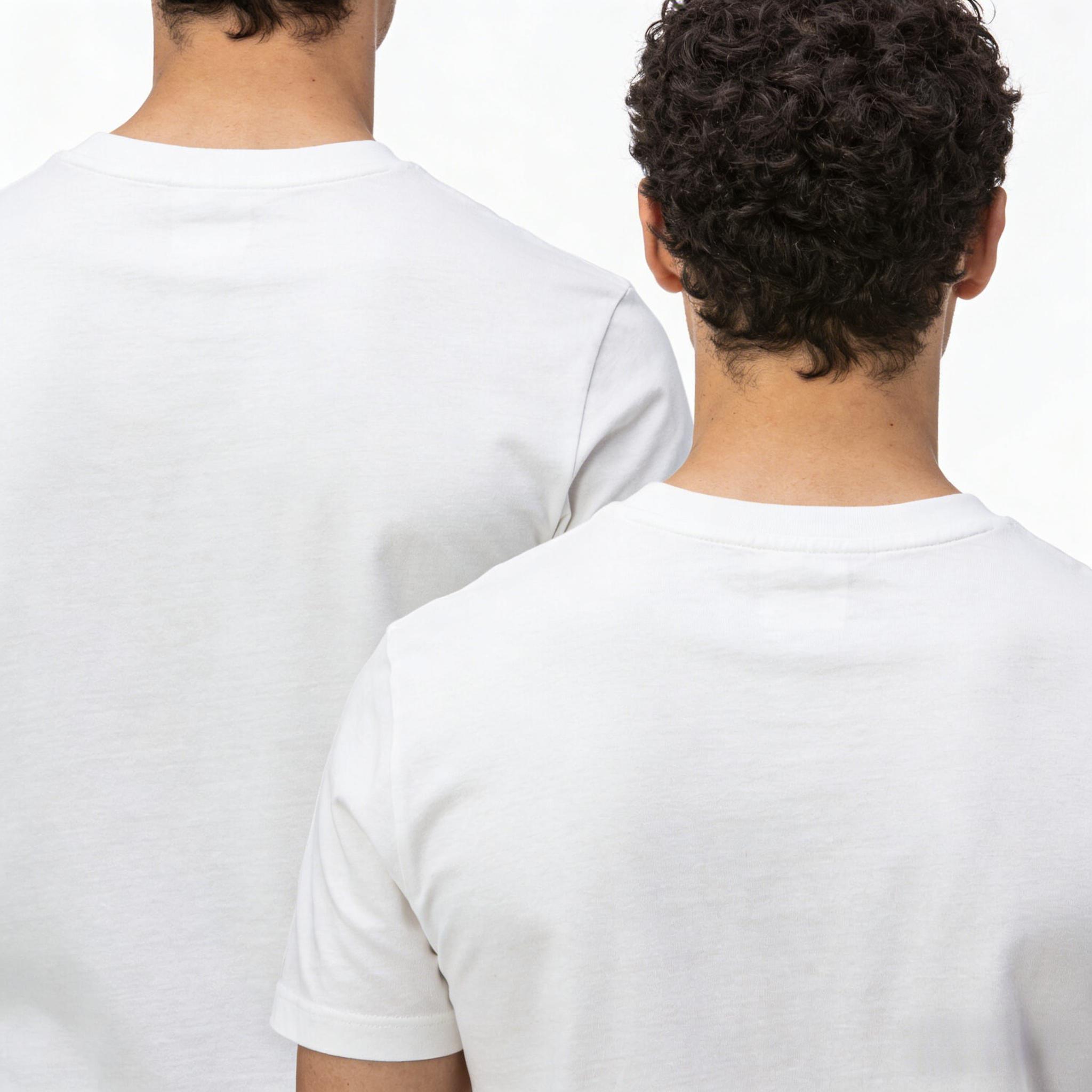 Men's Slim Fit White Round Neck T-shirt S-5XL 100% Pure Cotton Shoulder Drop Fashion Tee for Retro Horror Cartoon Themes