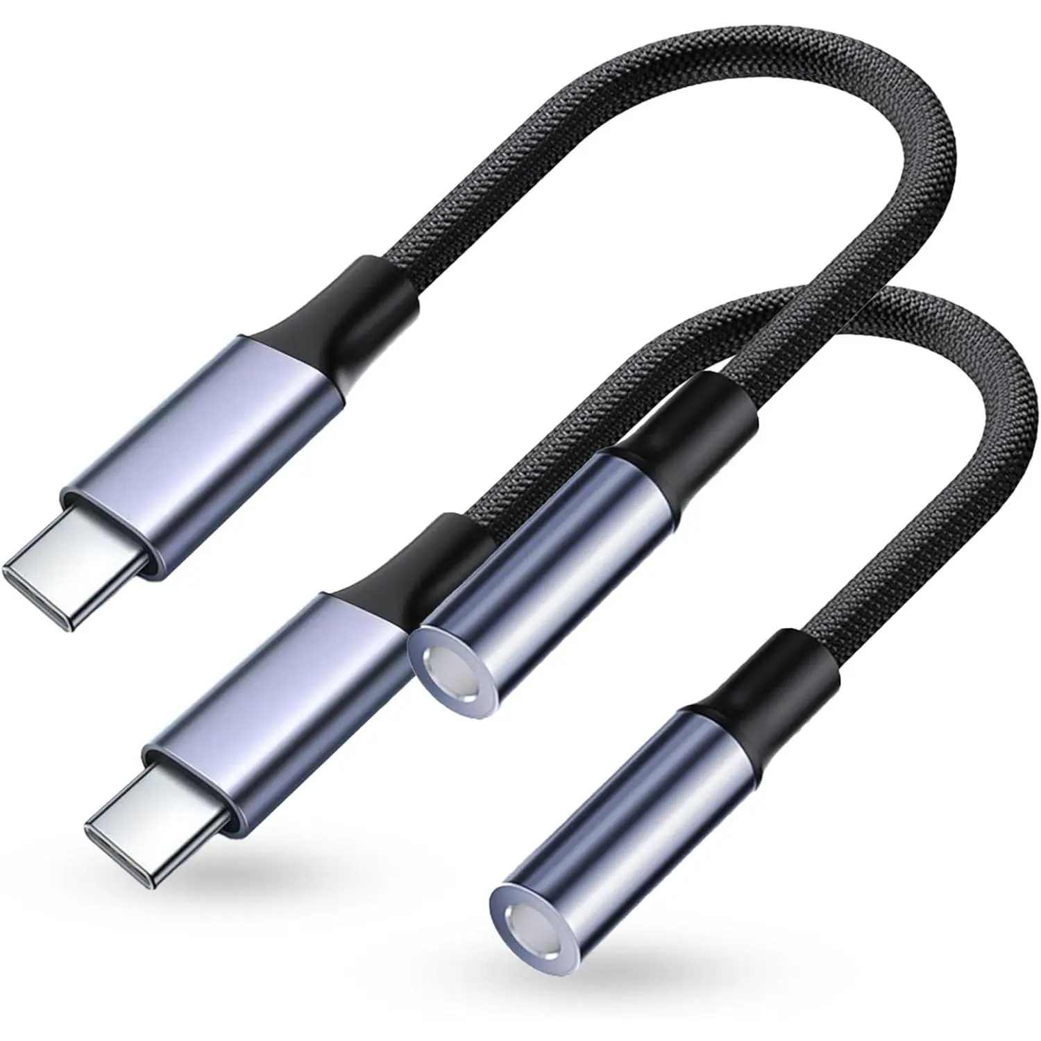 2-Pieces USB-C to 3.5mm Headphone Jack Adapter, USB-C Aux Female Audio Dongle Cable with Protective Case, HDMI Split Function & AirPods Multi-Function Cleaning Kit Compatible with iPhone 15 Series, Samsung Galaxy S23/S22 Ultra, iPad Pro, MacBook, Accessor