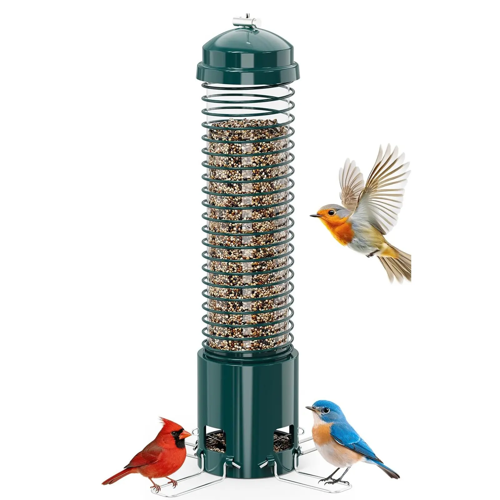 Legacy Squirrel-Proof Bird Feeder for Wild Birds – 2.6 Lb Capacity, 4 Metal Perches and Ports, Weight-Adjustable Squirrel-Proof Shroud, Chew-Proof, Detachable for Easy Cleaning, Bird Feeders for Outdoors