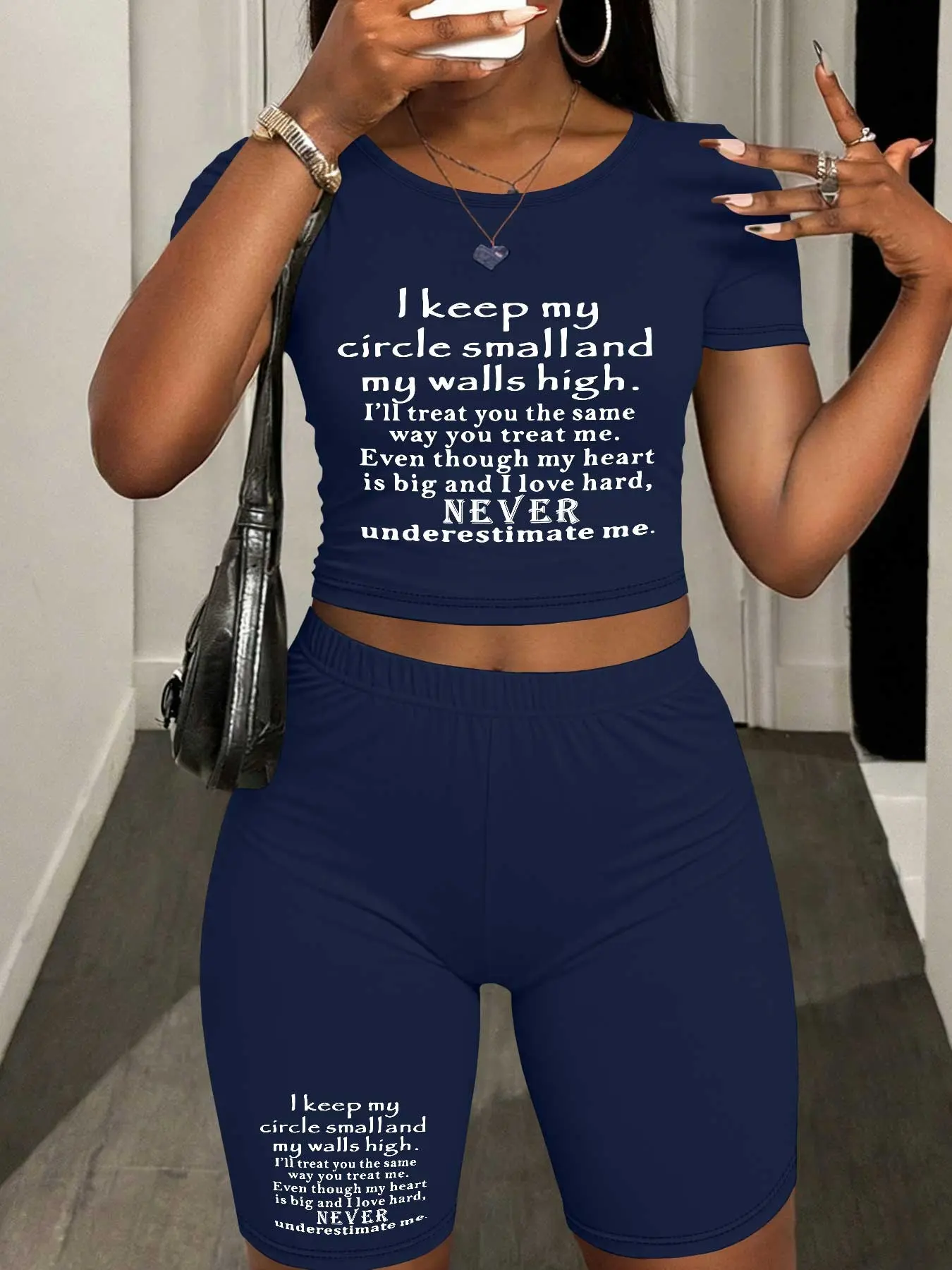 Letter print Two-Piece Set Women's Lip Print Short Sleeve Crop Top & Skinny Jumpsuit, Casual Fashion Cozy Round Neck Tee & Jumpsuit for Daily Outdoor Wear, Ladies Clothes for Spring, Overalls